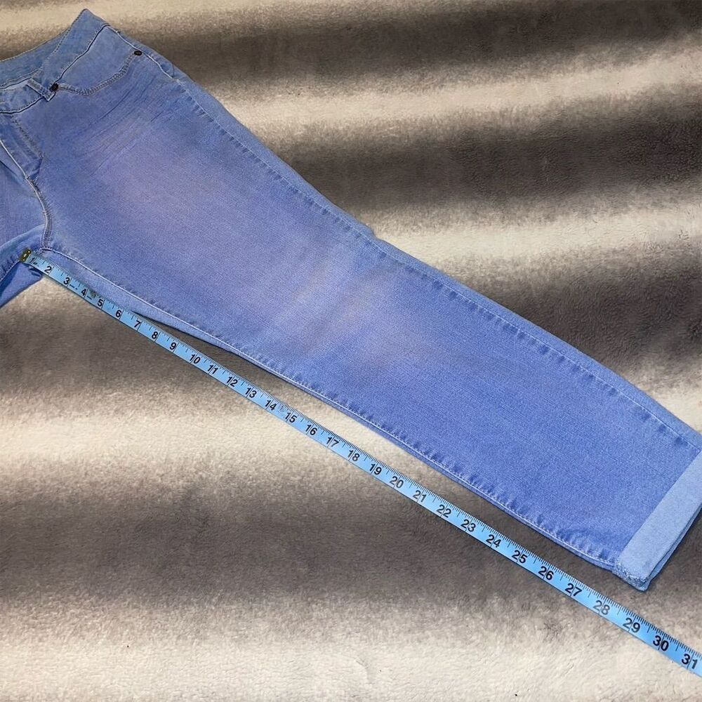 ARTISAN NY Icy Sky Blue Stretch Cotton High Rise Skinny Rolled Cuff Ankle Jeans - Picture 7 of 9